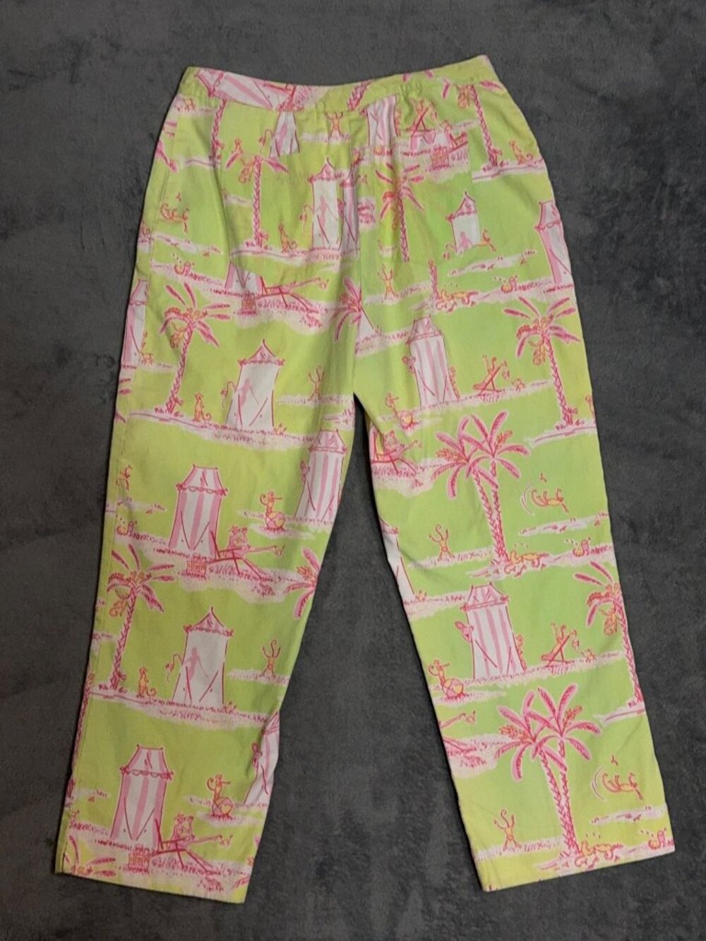 Vintage Lilly Pulitzer Cabana Banana Capri Pants Women's Size 8 Pink Green - Picture 2 of 11